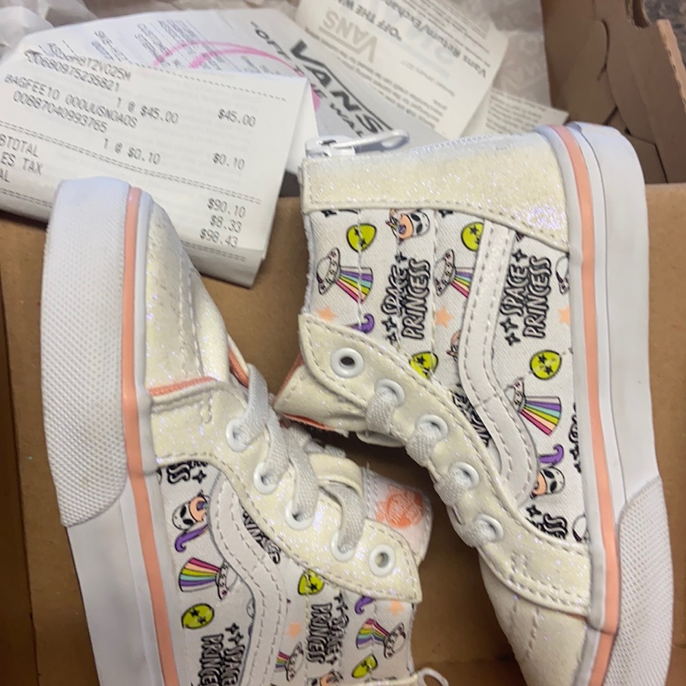 Space Princess pink and white vans wore once